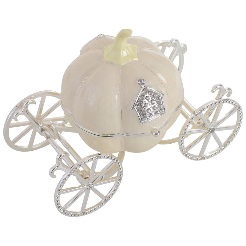 LASODY Hand Painted Enameled Cinderella Pumpkin Carriage Decorative Hinged Jewelry Trinket Box Unique Gift for Family,Jewelry Chests - Image 2